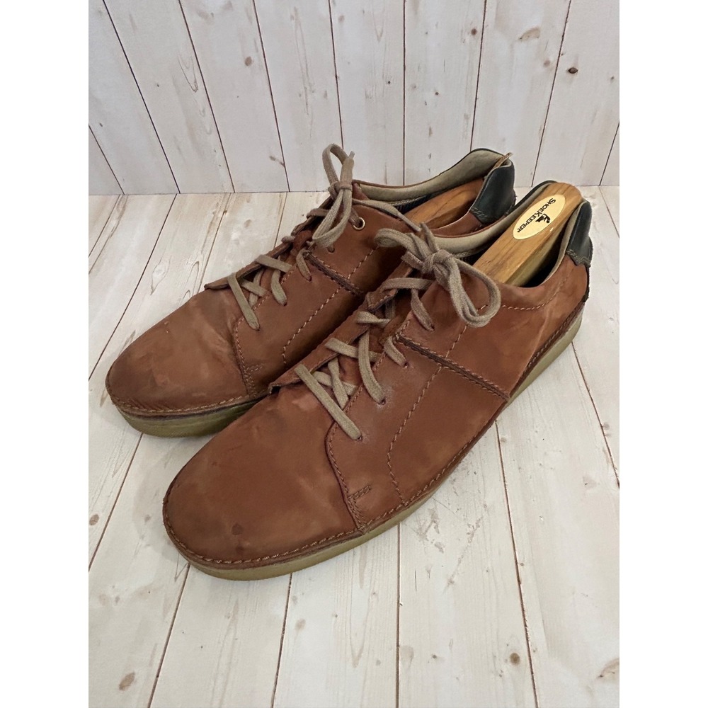 Collection by Clarks Mens Size 12 Brown Leather Soft Cushion Oxford Casual Shoe